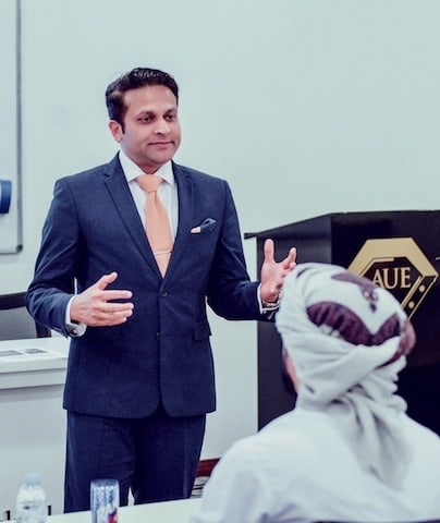 Tarak Nath Gorai delivering a Keynote / guest lecture on Change Management at the American University of Emirates