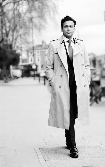 Tarak Nath Gorai, Walking smartly a leafy upmarket London suburb B&W